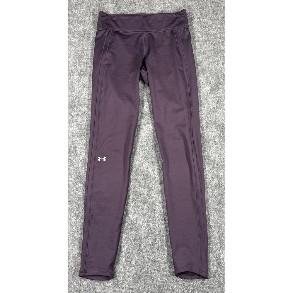 Under Armour Womens Small Purple Leggings‎ Pockets Full Length Logo